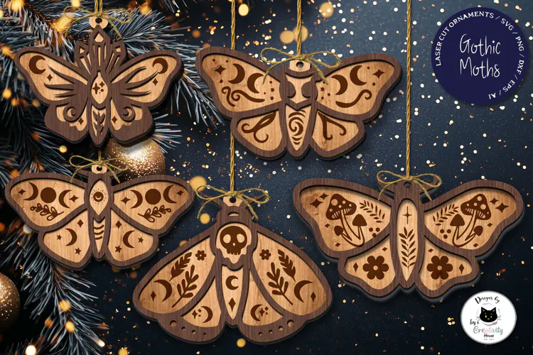 Gothic Christmas Ornaments Laser Cut SVG