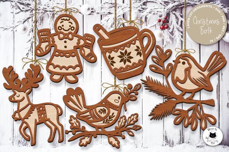 Scandinavian Folk Ornaments | Layered Christmas Decor SVG