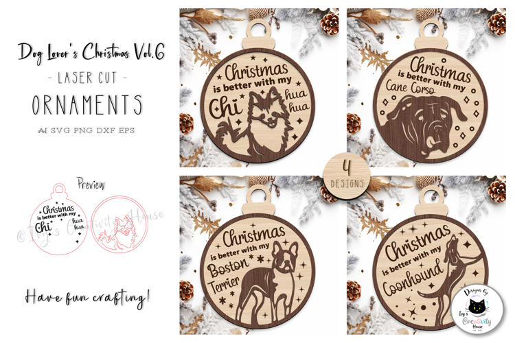 Christmas Ornaments Laser Cut Vol.6 | Laser Dog Ornament SVG