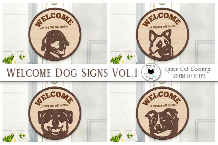 Layered Laser Cut Dog Door Signs | Funny Welcome Signs SVG