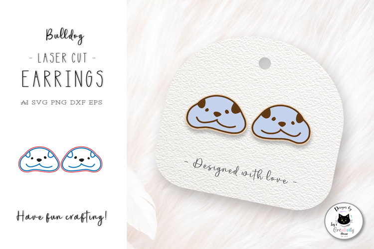 English Bulldog Stud Earrings | Dog Laser Cut SVG