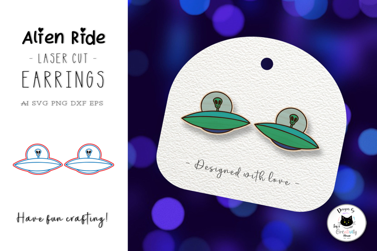 Alien Spaceship Stud Earrings Laser Cut | Halloween Earrings