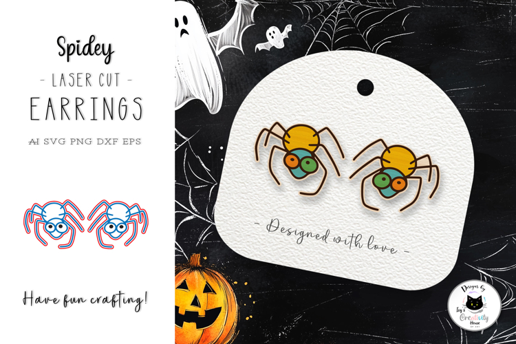 Spider Laser Cut Stud Earrings | Halloween Creepy Crawlers