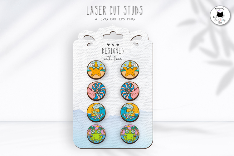 Cute Beach Earrings | Beach Studs Laser Cut