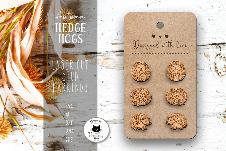 Cute Hedgehog Stud Earrings | Fall Earrings Laser Cut