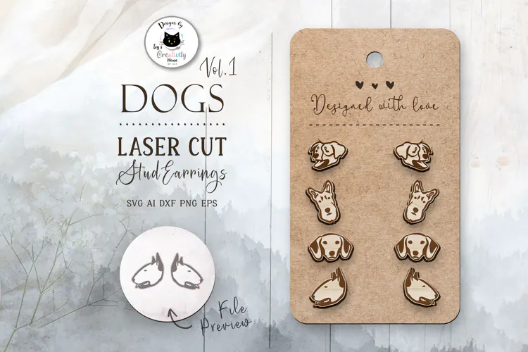 Dog Stud Earrings Vol.1 | Dog Breed Laser Cut