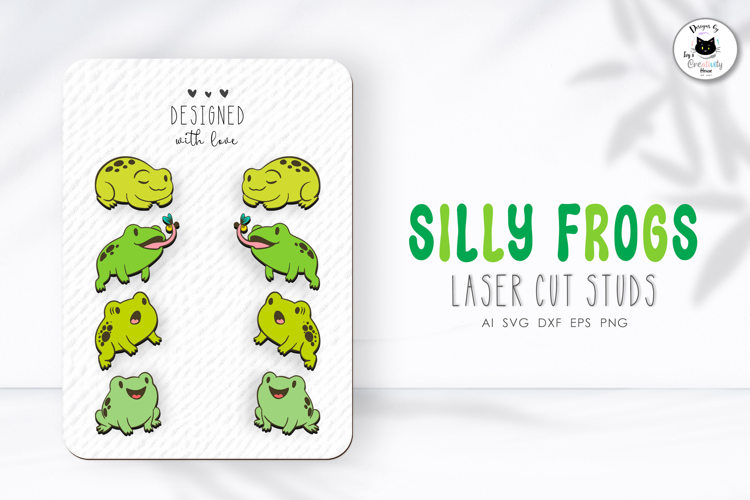 Silly Frog Stud Earrings SVG | Frog Laser Cut Files