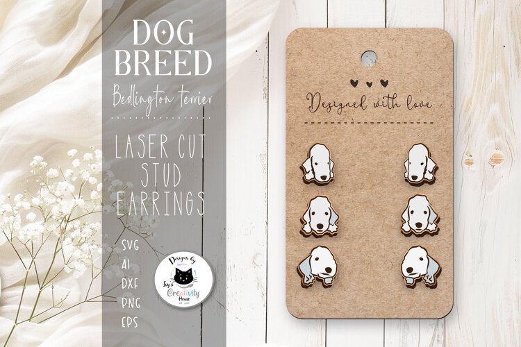 Bedlington Terrier Dog Stud Earrings | Dog Laser Cut SVG example image 1