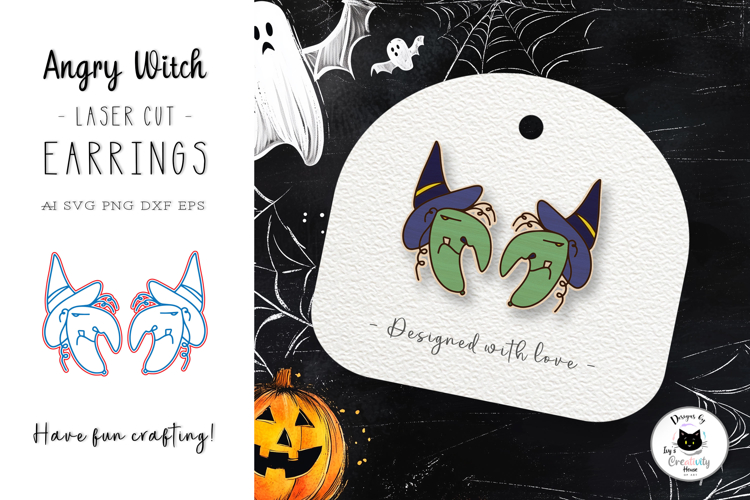 Spooky Witch Stud Earrings | Halloween Laser Cut Earrings