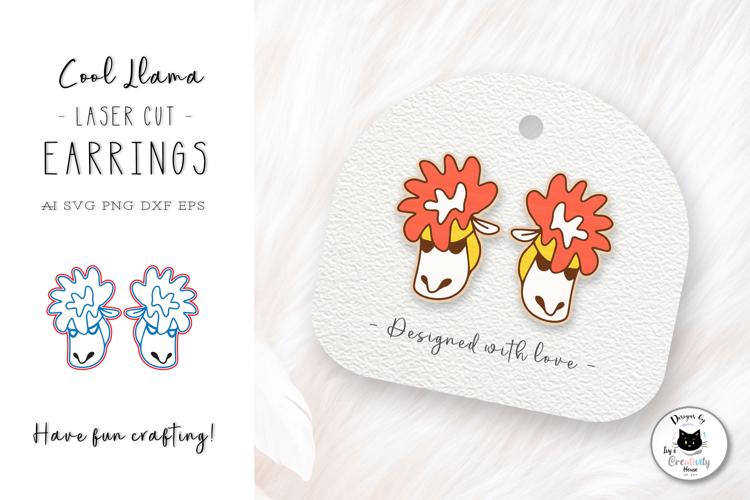 Funny Alpaca Stud Earrings Laser Cut | Llama Earrings SVG