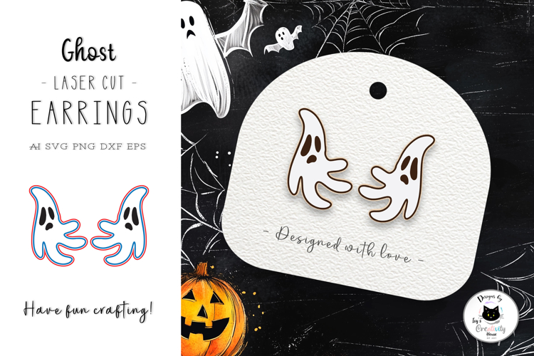 Spooky Ghost Stud Earrings | Halloween Laser Cut