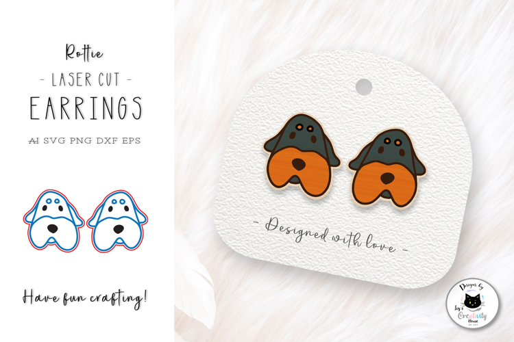 Rottweiler Dog SVG File | Stud Earrings Laser Cut