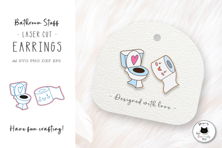 Toiler Paper Stud Earrings | Funny Laser Cut SVG