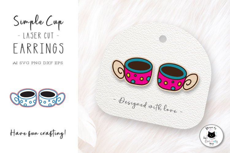 Cute Coffee Cup Laser Cut Stud Earring Design