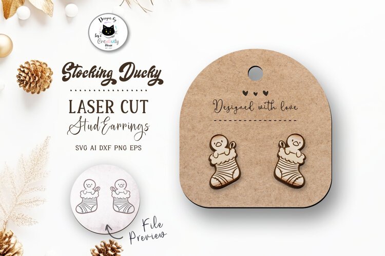 Cute Duck Earrings | Christmas Stud Earrings Laser Cut