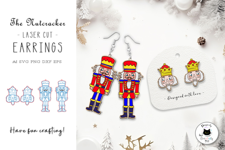 Nutcracker Laser Cut Earrings SVG | Funny Christmas Earrings
