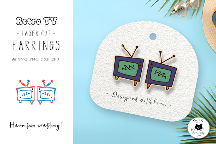 Retro TV Stud Earrings | Nostalgia Laser Cut Earrings SVG