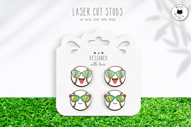 Cute Baseball Stud Earrings Laser Cut