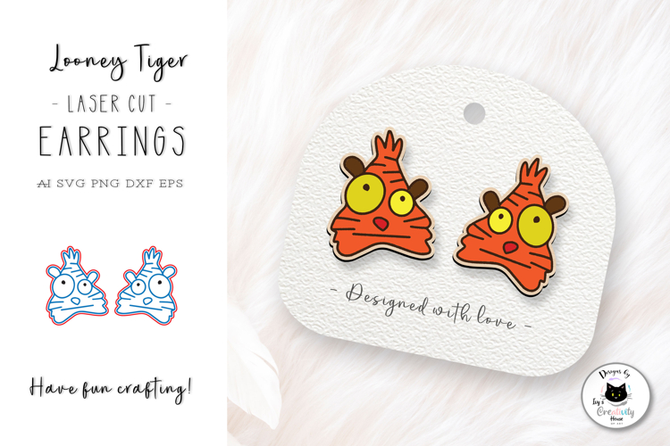 Funny Tiger Earrings | Animal Stud Earrings Laser Cut