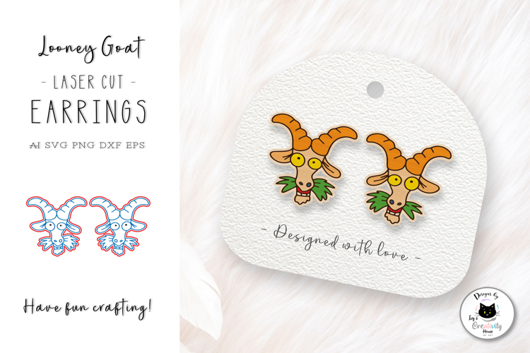 Funny Goat Laser Cut Earrings Design | Farm Animal SVG
