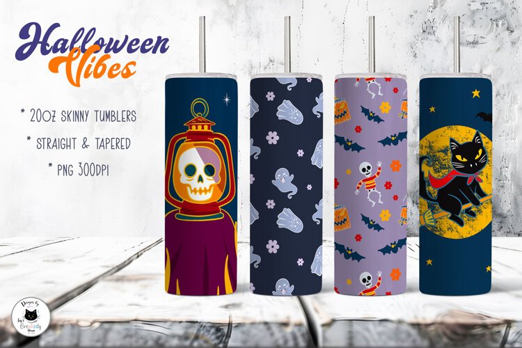 Spooky Seamless Tumbler Pattern | Halloween Tumbler Wrap example image 1