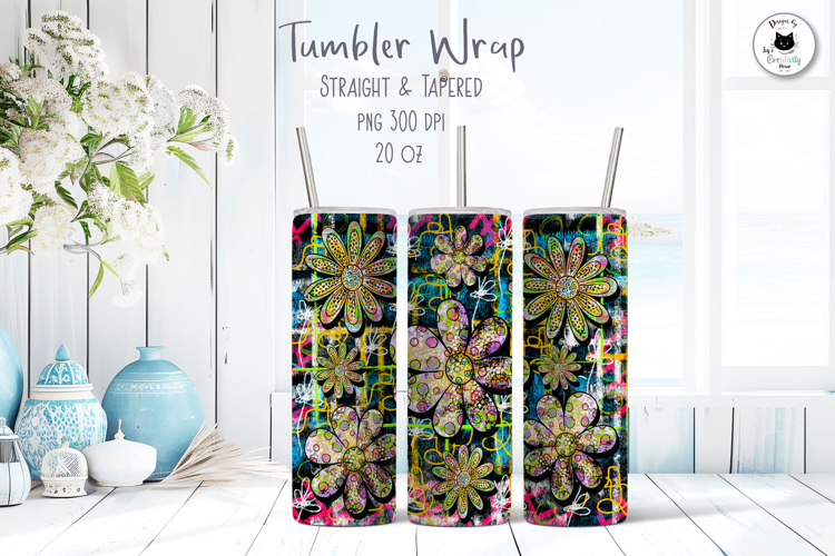 Boho Floral Tumbler Wrap | Alternative Tumbler Design
