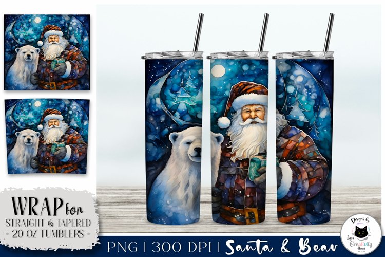 Christmas Tumbler Design | Alcohol Ink Santa Tumbler Wrap example image 1