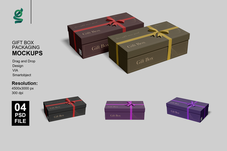 Gift Box Packaging Mockups