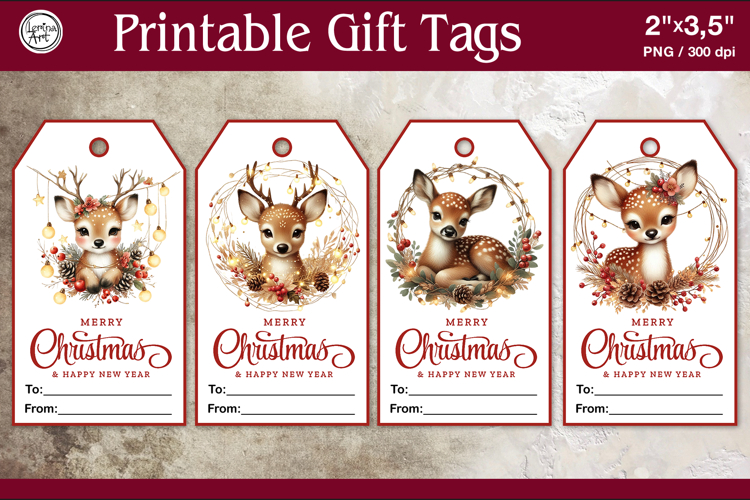 Christmas Gift Tags| Deer | PNG Sublimation