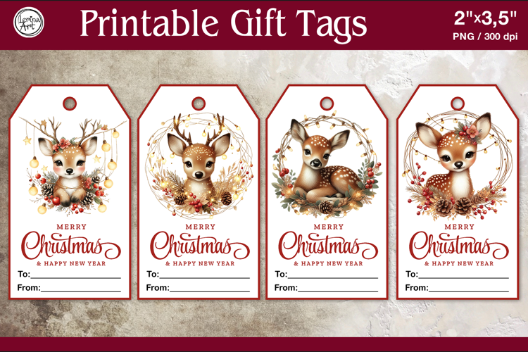 Christmas Gift Tags| Deer | PNG Sublimation