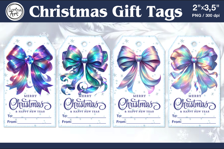 Christmas Gift Tags | Christmas Bow| PNG Sublimation