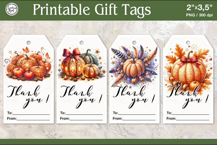 Thanksgiving Gift Tags| Pumpkin | PNG