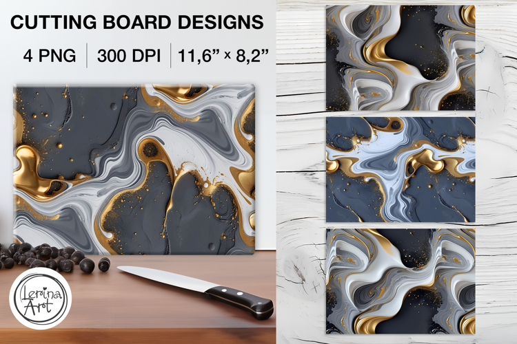 Gray Abstract Cutting Board Designs / 4 PNG