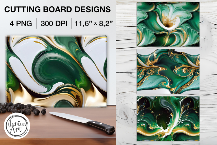 Green Abstract Cutting Board Designs / 4 PNG
