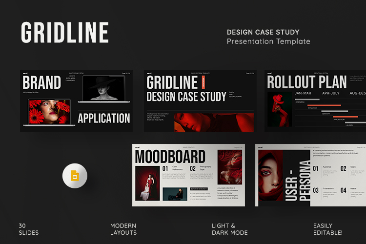 Gridline - Design Case Study Google Slides Template