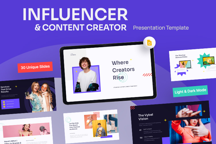 Vybel - Influencer & Content Creator Google Slides Template