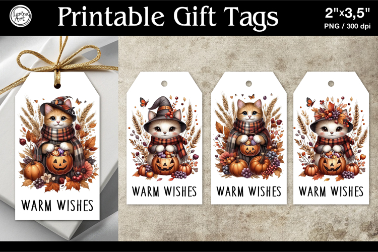 Printable Gift Tags| Halloween Gift Tags| Cat | PNG