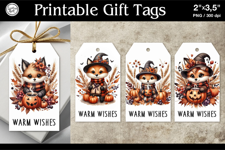 Printable Gift Tags| Halloween Gift Tags| Fox | PNG