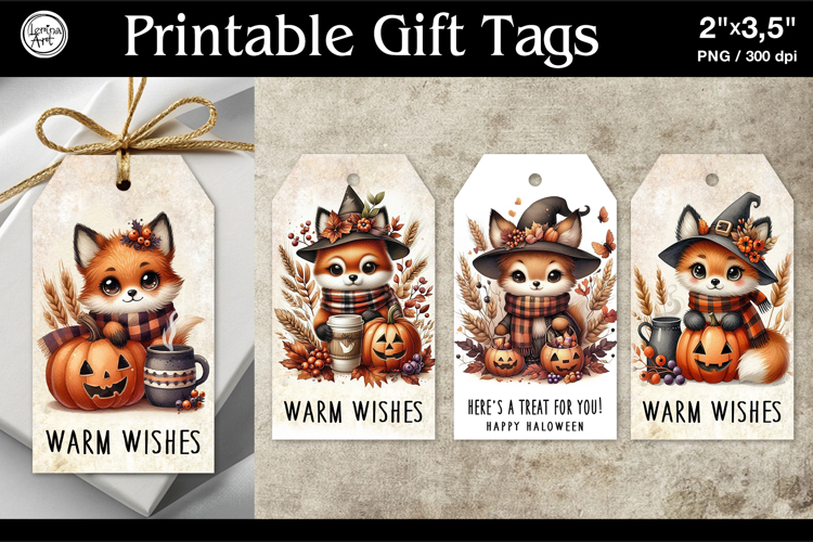 Printable Gift Tags| Halloween Gift Tags| Fox | PNG