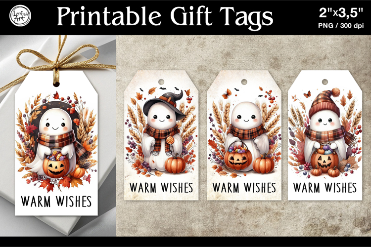 Printable Gift Tags| Halloween Gift Tags| Ghost| PNG