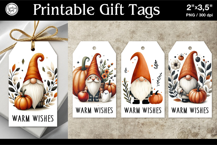 Printable Gift Tags| Halloween Gift Tags| Gnome | PNG