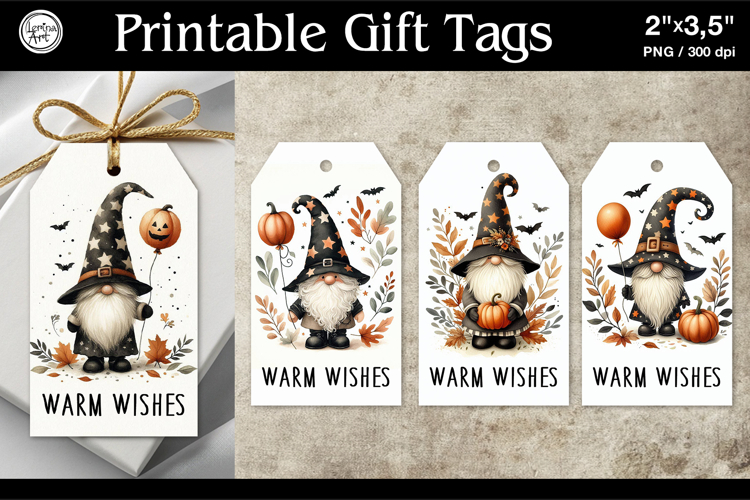 Printable Gift Tags| Halloween Gift Tags| Gnome | PNG