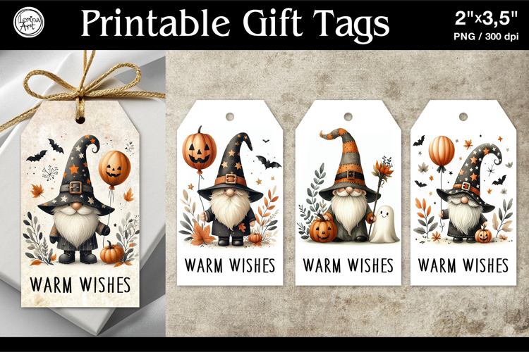 Printable Gift Tags| Halloween Gift Tags| Gnome | PNG