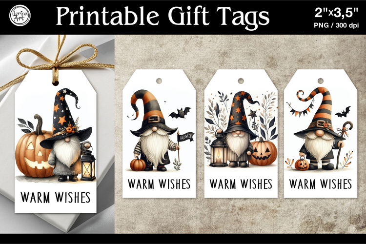 Printable Gift Tags| Halloween Gift Tags| Gnome | PNG