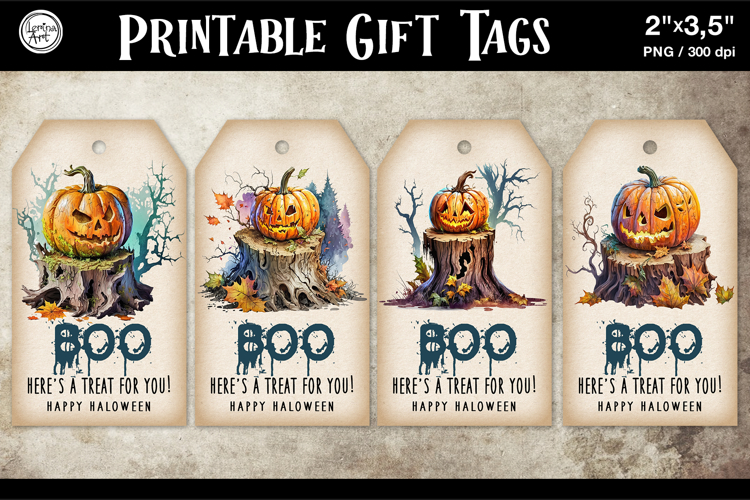 Halloween Gift Tags| Spooky Pumpkin | PNG