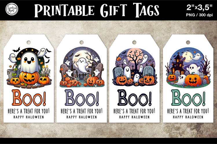 Halloween Gift Tags| Ghosts | PNG
