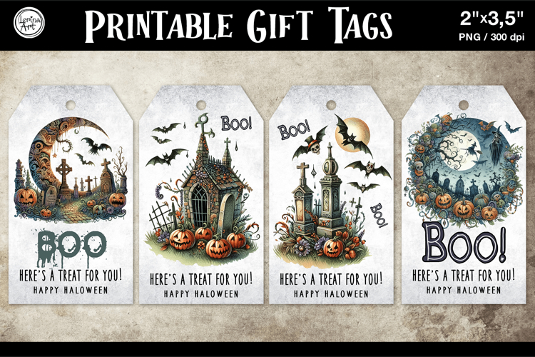 Halloween Gift Tags| Cemetery | PNG