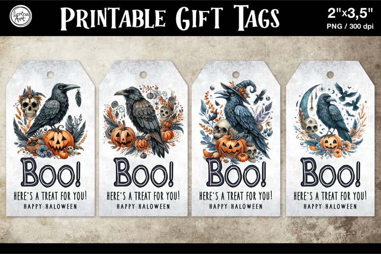 Halloween Gift Tags| Raven | PNG