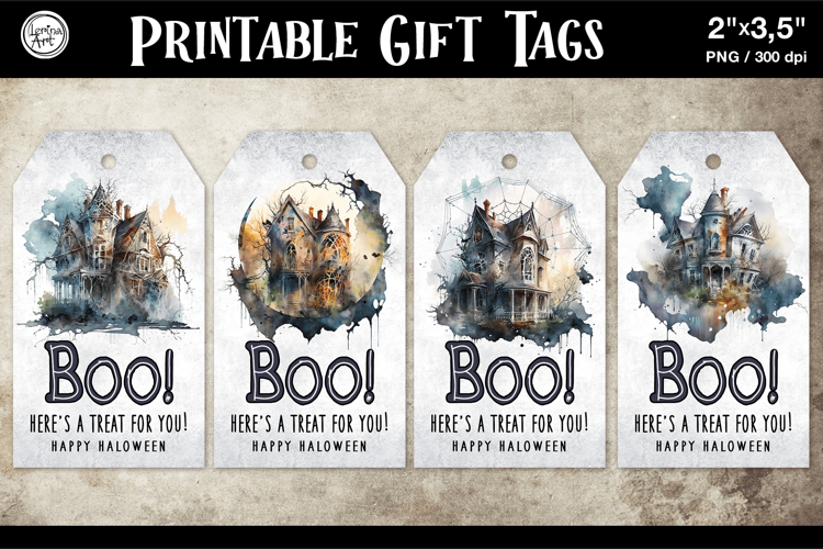Halloween Gift Tags| Haunted House| PNG