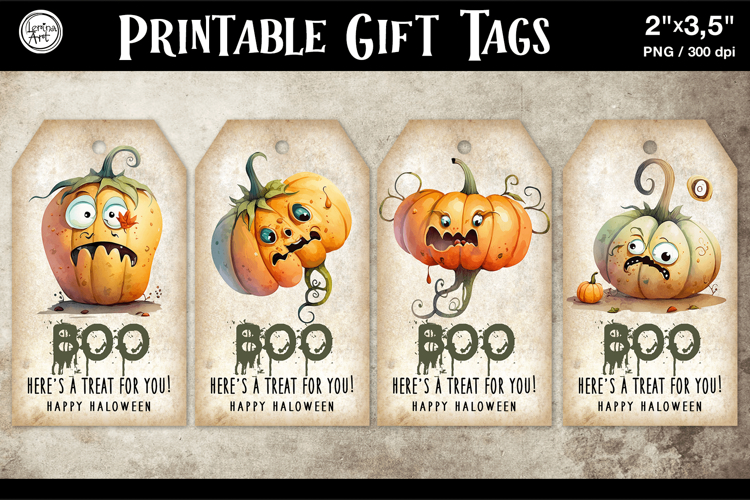 Halloween Gift Tags| Spooky Pumpkin | PNG